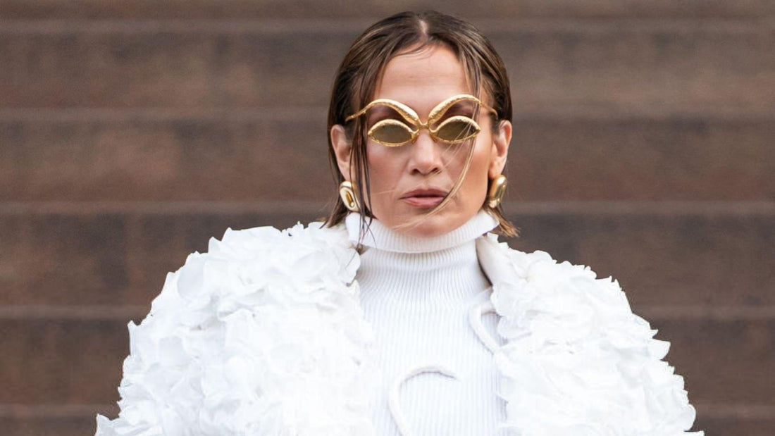 Jennifer Lopez's Quirky Gold Eyebrow Sunglasses Steal the Show at Schiaparelli Event